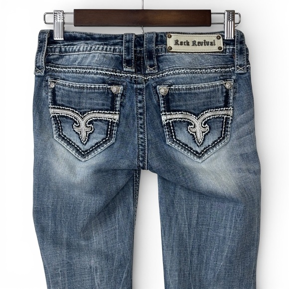 Rock Revival Blair Skinny Jeans 26 Heavy Stitch Flap Pocket 30 Inseam - Picture 10 of 15